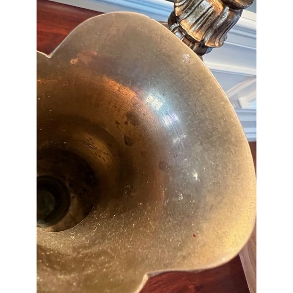 Vintage Brass Pitcher Decorative Pitcher Vase with Handle Swirl Pattern - Picture 8 of 9